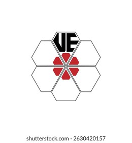 959 diamond shape alphabet letter pentagon geometric educational learning flower logo U E