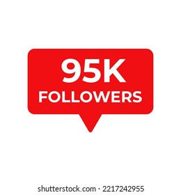 95k followers red vector, icon, stamp,logo,illustration