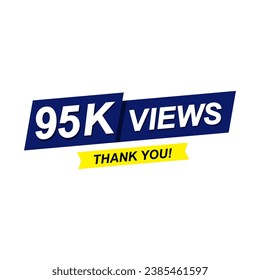 95k Views thank you , vector template design illustration