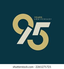 95th, 95 Years Anniversary Logo, Golden Color, Vector Template Design element for birthday, invitation, wedding, jubilee and greeting card illustration. svg