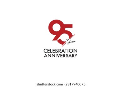 95th, 95 years, 95 year anniversary with red color isolated on white background, vector design for celebration vector svg