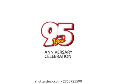 95th, 95 years, 95 year anniversary minimalist logo, jubilee, greeting card. Birthday invitation, sign. Red space vector illustration on white background - Vector svg