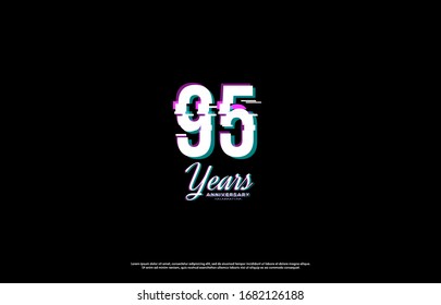 95th anniversary background number illustration with glitch effect on black background.