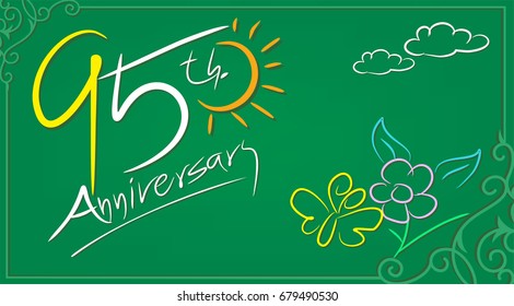 95th Anniversary celebrate illustration design by Real flowers with precious paper cut . For your unique anniversary background, invitation, card, birthday, celebration party of the years