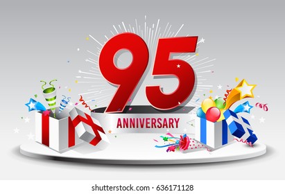 95th Anniversary celebration background. stock vector template