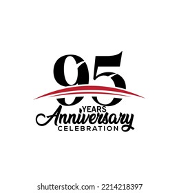 Plantilla de diseño de celebración del 95º aniversario para folletos con color rojo y negro , folleto, revista, póster de folleto, web, invitación o tarjeta de saludo. Ilustración vectorial.

