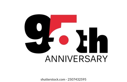 95th anniversary celebration label, ninety five years jubilee congratulation card vector template, happy birthday sign, event invitation