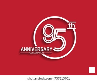 95th anniversary celebration logotype with linked number in circle isolated on red background