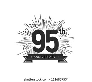 95th anniversary design with firework and ribbon black color for use company celebration 