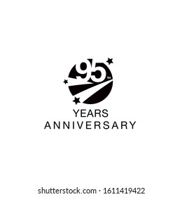 95th anniversary emblem. Ninety five years anniversary celebration symbol