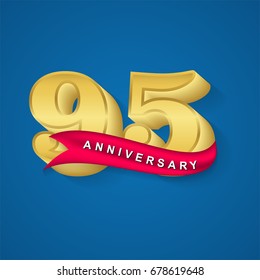 95th anniversary gold emblem design template