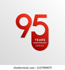 95th anniversary logo. Anniversary celebration logo design with red color for booklet, flyer, magazine, brochure poster, web, invitation or greeting card. vector illustrations.