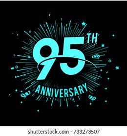 95th anniversary logo with firework background. glow in the dark design concept