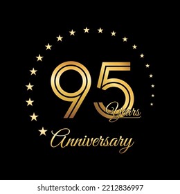 95th anniversary logo with gold color for brochure, poster, banners, magazines, web, booklets, invitations or greeting cards. Vector illustration