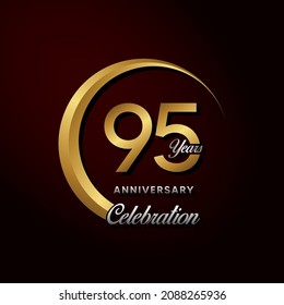 95th anniversary logo. Golden anniversary celebration logo design for booklet, leaflet, magazine, brochure poster, web, invitation or greeting card. rings vector illustrations.