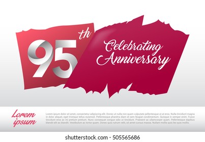 95th anniversary logo with red abstract backgrond. design template