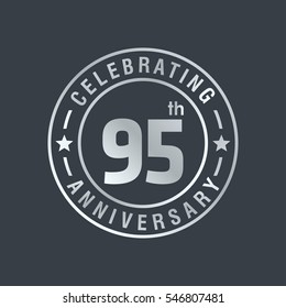 95th anniversary logo, vector celebration design with ring on grey background.