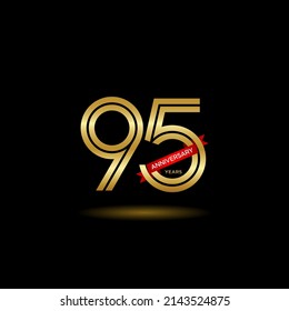Logotipo del 95º aniversario. Diseño de planilla de celebración del aniversario para folletos, folletos, revistas, afiches de folletos, banner, web, invitación o tarjeta de saludo. Ilustraciones vectoriales.