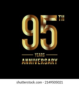 Logotipo del 95º Aniversario. Diseño de planilla de celebración del aniversario con anillo de oro para folletos, folletos, revistas, póster de folleto, banner, web, invitación o tarjeta de saludo. Ilustraciones vectoriales.