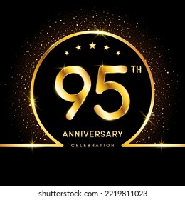 95. Jubiläumslogotype. Goldener Jubiläumsvorschau für Feierlichkeiten, Einladungskarte, Grußkarte, Flyer, Banner, Poster, Vektorgrafik