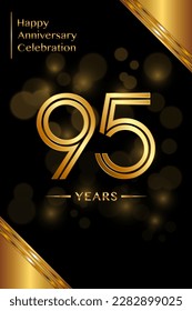 Vorlagendesign des 95. Jubiläums mit Doppelzeilenzahlen. Goldene Jubiläumsvorlage. Vektorgrafik