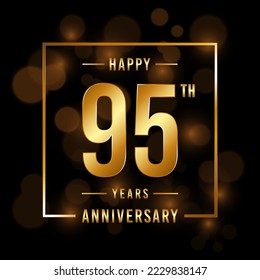 95th Anniversary. Anniversary template design with golden font for celebration events, weddings, invitations and greeting cards. Vector illustration