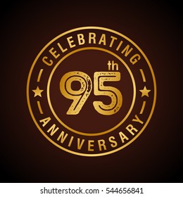 95th golden anniversary logo, laurel wreath isolated on black background, vector design