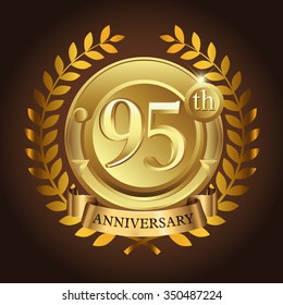 95th golden anniversary wreath ribbon logo