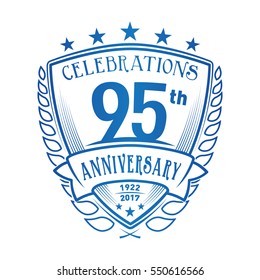 95th Shield Anniversary logo. Vector and illustration. 95 years logo. 