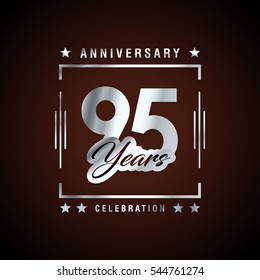 95th Silver anniversary logo, laurel wreath isolated on brown background, vector design