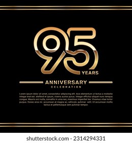 95th year anniversary celebration logo design with gold number, vector template illustration