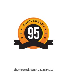 95th year anniversary emblem logo design vector illustration template