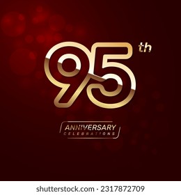 95th year anniversary logo design with a double line concept in gold color