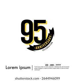 95th years anniversary celebration emblem. congratulations anniversary logo isolated with ribbon on white background. vector illustration template design for web, flyers, poster, greeting card