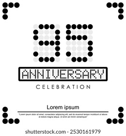 95th years anniversary celebration logo isolated digital dotted with letters, numbers on white background. vector illustration template design for web, flyers, poster, greeting and invitation card