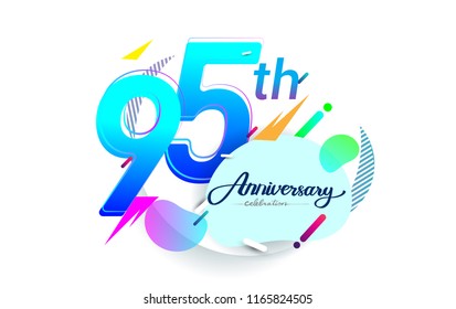 95th years anniversary logo, vector design birthday celebration with colorful geometric background, isolated on white background.