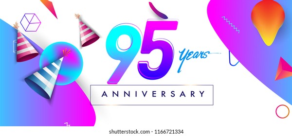 95th years anniversary logo, vector design birthday celebration with colorful geometric background and abstract elements.