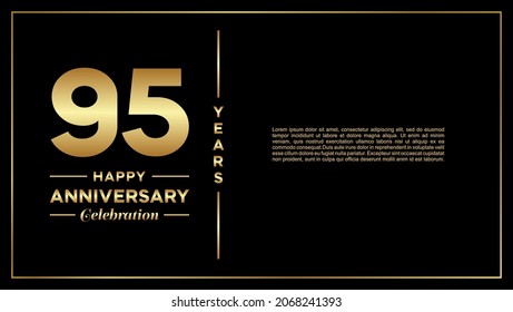 95º aniversario, diseño vectorial para la celebración del aniversario con color dorado sobre fondo negro, diseño simple y de lujo. plantilla de vector de logotipo