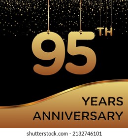 95º aniversario, diseño vectorial para la celebración del aniversario con color dorado sobre fondo negro, diseño simple y de lujo. plantilla de vector de logotipo