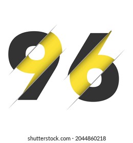 96 9 6 Number Logo Design with a Creative Cut. Creative logo design.