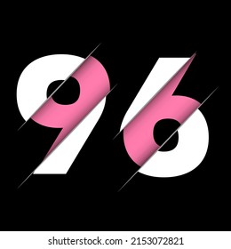 96 9 6 Number Logo Design with a Creative Cut. Creative logo design.