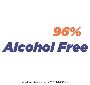 96% Alcohol Free Product Label Sign for product vector art illustration with stylish font and purple yellow color