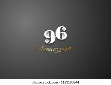 96 Anniversary elegant logotype design, white colored isolated on black background