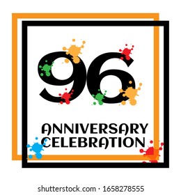 96 anniversary logo vector template. Design for banner, greeting cards or print