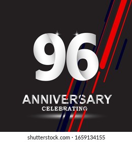 Plantilla vectorial de logotipo de 96 años. Diseño para banner, tarjetas de felicitación o impresión