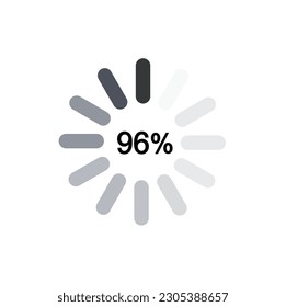 96% Circle percent diagram. 96% Percentage pie chart. Progress infographic. Business info graphic design. Vector illustration. svg