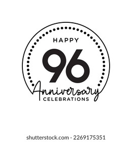 96 concept, monochrome, design for event, invitation card, greeting card, banner, poster, flyer, book cover and print. Vector Eps10