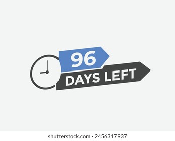 96 days to go countdown template. 96 day Countdown left days banner design. 96 Days left countdown timer