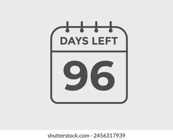 96 days to go countdown template. 96 day Countdown left days banner design. 96 Days left countdown timer