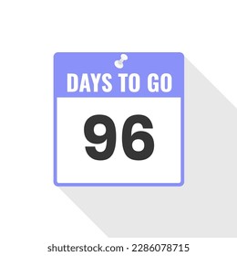 Icono de ventas de cuenta regresiva 96 días a la izquierda. Quedan 96 días para ir Banner promocional